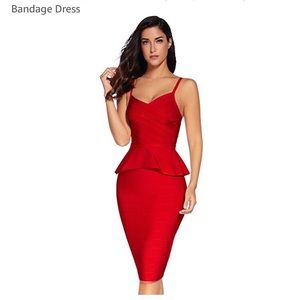 Red 2 piece Bandage Dress